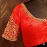 pure silk hand embroidery wedding blouse/saree maggam blouse/red zardosi blouse/hand embroidered blouse/bridal red ready made blouse zardosi