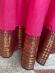 Pink Kanchi Cotton Anarkali Dress: Handloom Border, Hand-Embroidered Neck,cotton saree dress,narayanpet dress,border dress,Indian kurta USA