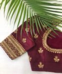 pure silk hand embroidery blouse/saree maggam blouse/maroon red raw silk zardosi blouse/hand embroidered blouse/ready made blouse zardosi/