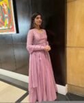 Lavender Zardosi Anarkali Suit: Hand Embroidered Indian Dress