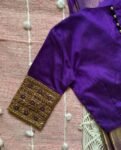 pure silk purple hand embroidery blouse /saree maggam blouse/pure raw silk zardosi blouse/hand embroidered blouse/purple ready made blouse