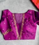 pure silk hand embroidery blouse/saree maggam blouse/purple zardosi blouse/hand embroidered blouse /magenta pink ready made blouse zardosi