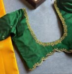 Hand Embroidered Green Silk Saree Blouse: Zardosi Maggam Work,green maggam blouse,mix and match blouse,plus size blouse,green saree blouse