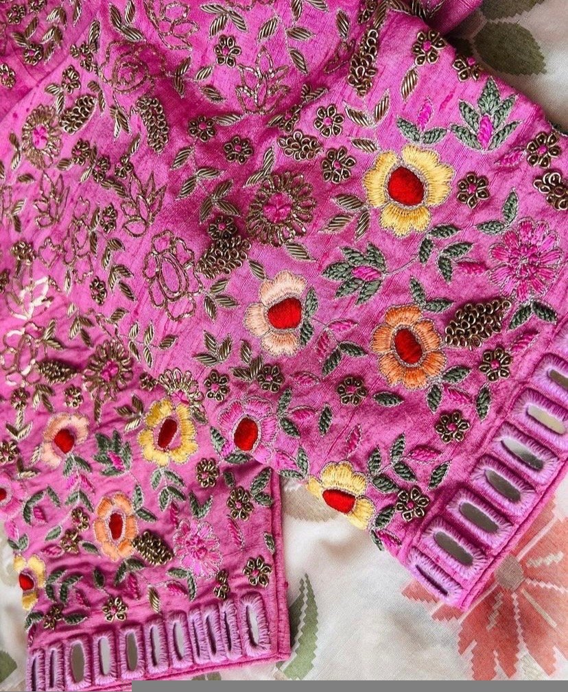 pure silk hand embroidery bridal blouse/ maggam blouse /bridal zardosi blouse / all over hand embroidered blouse / heavy embroidery blouse