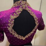 pure silk hand embroidery blouse/saree maggam blouse/purple zardosi blouse/hand embroidered blouse /magenta pink ready made blouse zardosi