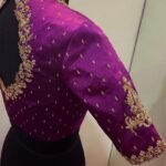 pure silk hand embroidery blouse/saree maggam blouse/purple zardosi blouse/hand embroidered blouse /magenta pink ready made blouse zardosi