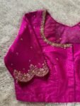 pure silk hand embroidery blouse/pink maggam blouse/silk zardosi blouse/hand embroidered blouse/pink ready made blouse zardosi/pink blouse