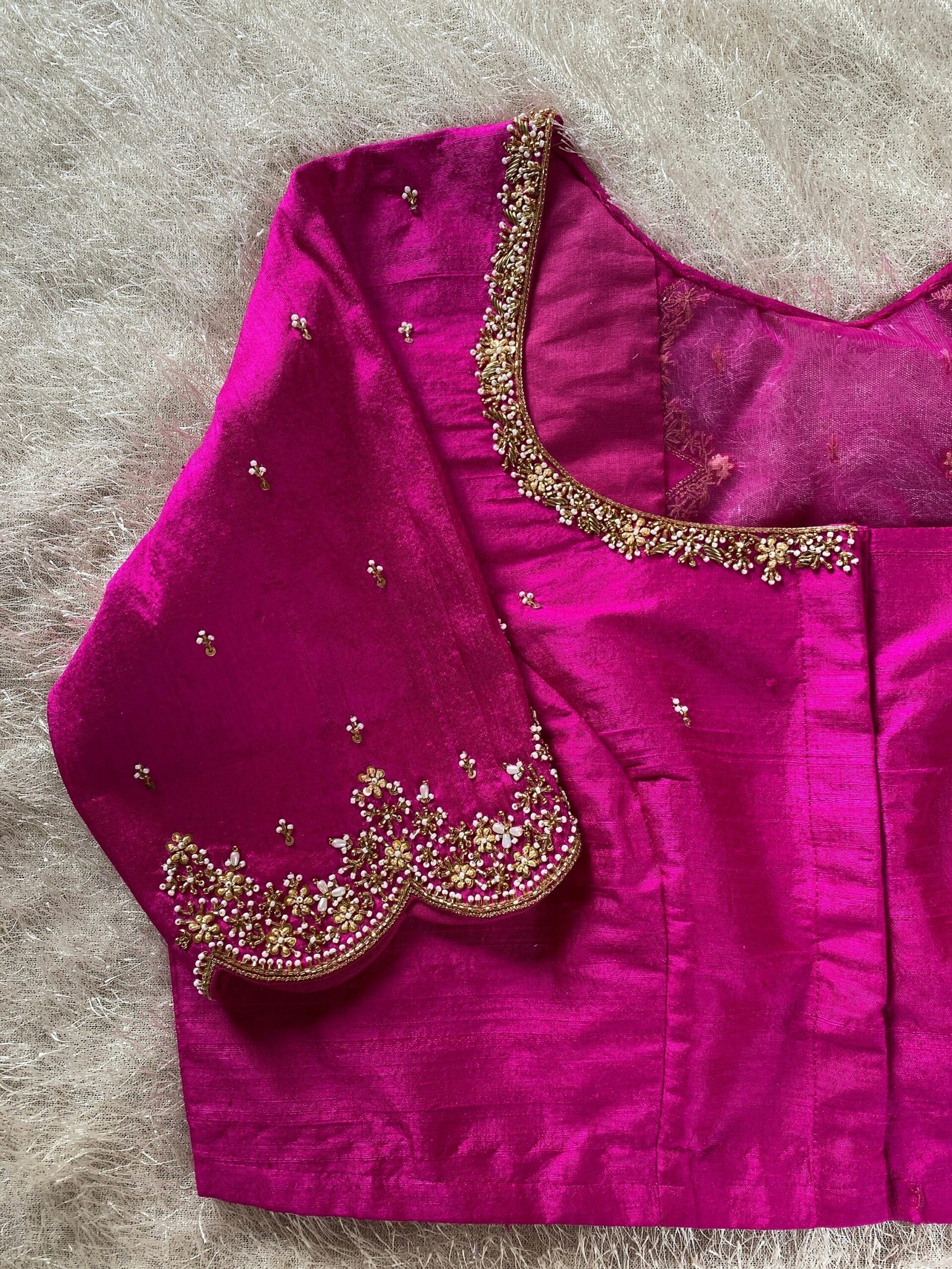 pure silk hand embroidery blouse/pink maggam blouse/silk zardosi blouse/hand embroidered blouse/pink ready made blouse zardosi/pink blouse