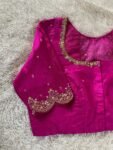 pure silk hand embroidery blouse/pink maggam blouse/silk zardosi blouse/hand embroidered blouse/pink ready made blouse zardosi/pink blouse