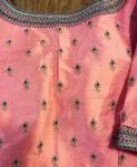 pure silk hand embroidery blouse/peach pink maggam blouse/peach hand embroidered blouse/pink ready made blouse zardosi/ peach pink blouse