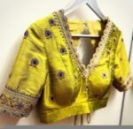 pure silk hand embroidery blouse/mehendi green maggam blouse/green hand embroidered blouse/green ready made blouse zardosi/green blouse USA