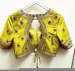 pure silk hand embroidery blouse/mehendi green maggam blouse/green hand embroidered blouse/green ready made blouse zardosi/green blouse USA
