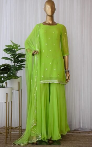 Women’s Sharara set/teens sharara/Indian kurta with skirt USA/teens kids green sharara Polazzo/green kurta sharara/sharara set with dupatta