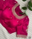 pure silk hand embroidery blouse/pink maggam blouse/silk zardosi blouse/hand embroidered blouse/pink ready made blouse zardosi/pink blouse