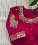 pure silk hand embroidery blouse/pink maggam blouse/silk zardosi blouse/hand embroidered blouse/pink ready made blouse zardosi/pink blouse