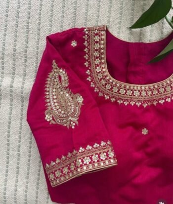 pure silk hand embroidery blouse/pink maggam blouse/silk zardosi blouse/hand embroidered blouse/pink ready made blouse zardosi/pink blouse