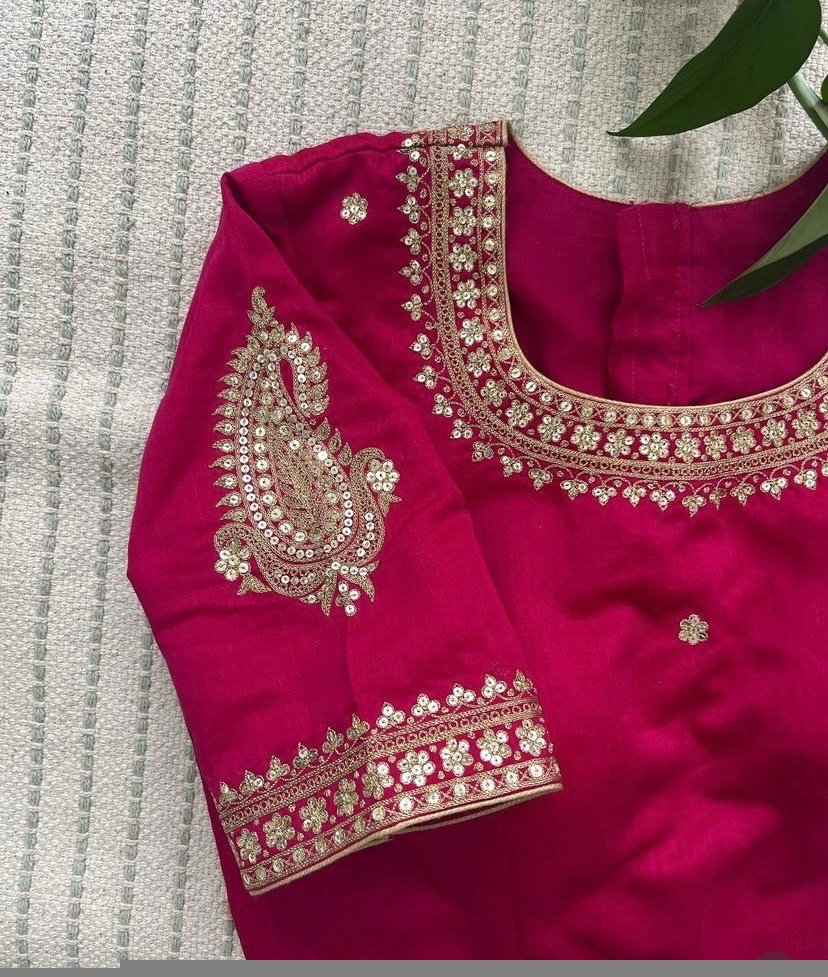 pure silk hand embroidery blouse/pink maggam blouse/silk zardosi blouse/hand embroidered blouse/pink ready made blouse zardosi/pink blouse