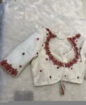 pure velvet hand embroidery blouse/modern maggam blouse/multi colored white zardosi blouse/hand embroidered blouse/white ready made blouse