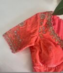 pure velvet hand embroidery blouse/modern cutwork maggam blouse/orange zardosi blouse/hand embroidered blouse/light orange ready made blouse