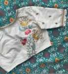 pure silk hand embroidery blouse/cream maggam blouse/pure raw silk zardosi blouse / hand embroidered blouse/cream designer ready made blouse