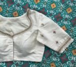 pure silk hand embroidery blouse/cream maggam blouse/pure raw silk zardosi blouse / hand embroidered blouse/cream designer ready made blouse