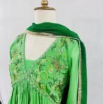 Designer Hand work Anarkali with dupatta/green anarkali suit set/pure silk anarkali dupatta USA /designer Indian long gown/womens long gown