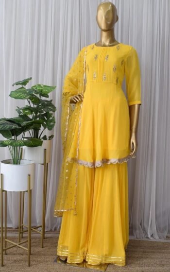 Women’s Sharara set/teens sharara/Indian kurta with skirt USA/teens kids yellow sharara Polazzo/yello kurta sharara/sharara set with dupatta