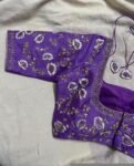 pure silk hand embroidery bridal blouse/maggam blouse/bridal zardosi blouse/all over hand  embroidered blouse/lavender embroidery blouse usa