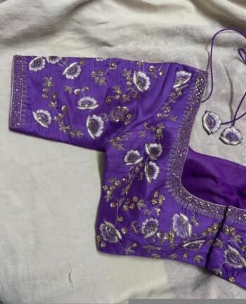 pure silk hand embroidery bridal blouse/maggam blouse/bridal zardosi blouse/all over hand  embroidered blouse/lavender embroidery blouse