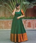 Anarkali usa/anarkali kurta/green pure Handloom dress with border/narayanpet anarkali/big border dresses/green big border handloom dress usa