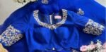 pure silk blue sari set with hand embroidery blouse/saree with maggam blouse/red saree zardosi blouse/hand embroidered blouse organza saree