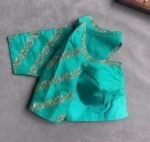 pure silk hand embroidery blouse/saree maggam blouse/ zardosi blouse/turquoise green embroidered blouse/sea green ready made blouse zardosi