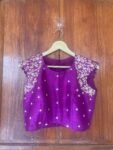 pure silk hand embroidery blouse/purple maggam blouse/purple raw silk zardosi blouse/ hand embroidered blouse/sleeveless ready made blouse