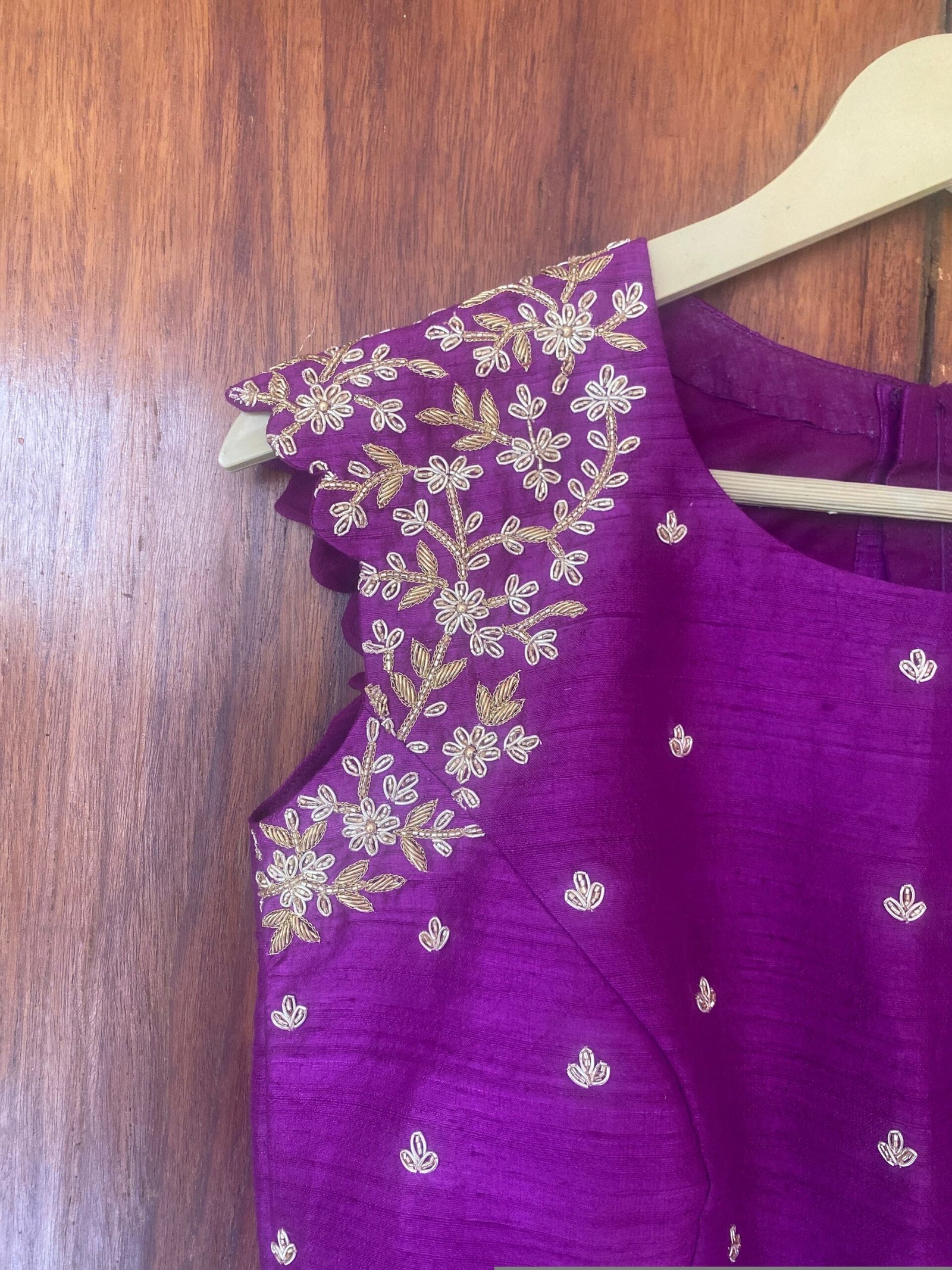 pure silk hand embroidery blouse/purple maggam blouse/purple raw silk zardosi blouse/ hand embroidered blouse/sleeveless ready made blouse