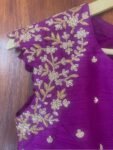pure silk hand embroidery blouse/purple maggam blouse/purple raw silk zardosi blouse/ hand embroidered blouse/sleeveless ready made blouse