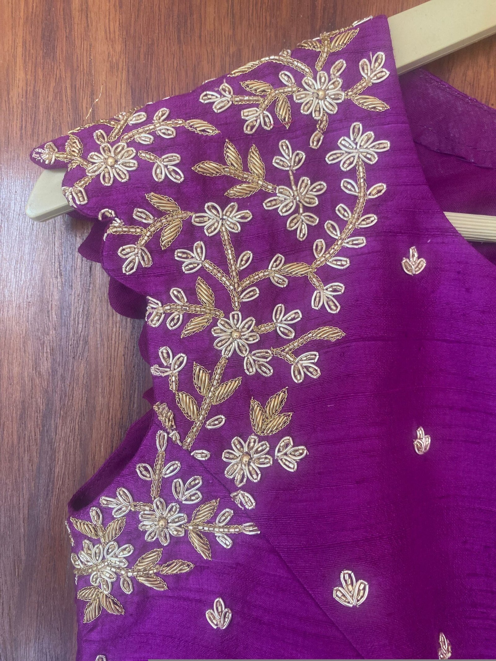 pure silk hand embroidery blouse/purple maggam blouse/purple raw silk zardosi blouse/ hand embroidered blouse/sleeveless ready made blouse