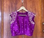 pure silk hand embroidery blouse/purple maggam blouse/purple raw silk zardosi blouse/ hand embroidered blouse/sleeveless ready made blouse