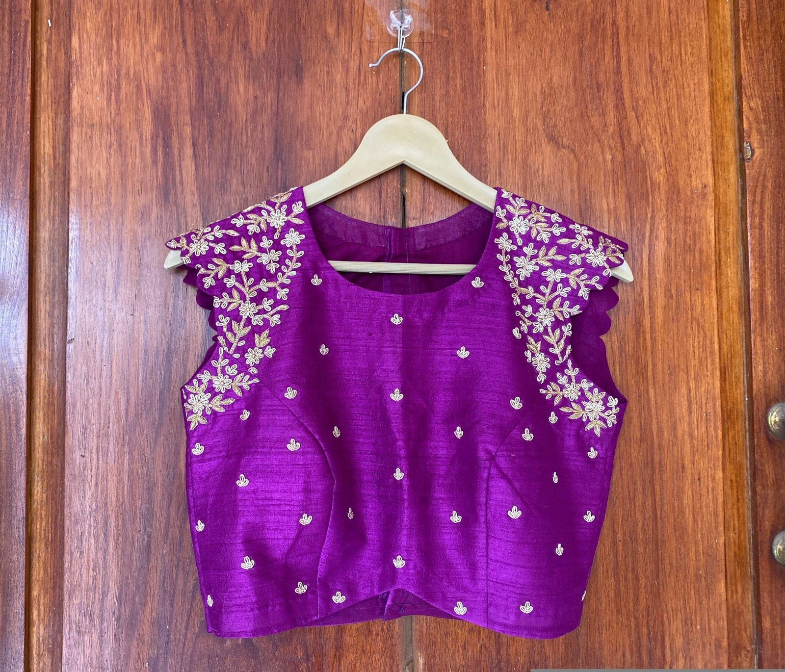 pure silk hand embroidery blouse/purple maggam blouse/purple raw silk zardosi blouse/ hand embroidered blouse/sleeveless ready made blouse