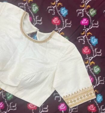 pure silk hand embroidery blouse/cream mirror hand made blouse/pure raw silk zardosi blouse/hand embroidered blouse/cream zardosi work blous