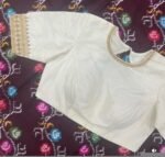 pure silk hand embroidery blouse/cream mirror hand made blouse/pure raw silk zardosi blouse/hand embroidered blouse/cream zardosi work blous