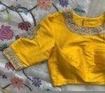 pure silk hand embroidery blouse  / saree maggam yellow blouse /yellow blouse/ hand embroidered blouse / ready made blouse zardosi/voggish