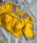 pure silk hand embroidery blouse  / saree maggam yellow blouse /yellow blouse/ hand embroidered blouse / ready made blouse zardosi/voggish