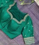 pure silk hand embroidery blouse/saree maggam blouse/green zardosi blouse/hand embroidered moderblouse/green ready made blouse zardosi usa