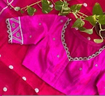 pure silk hand embroidery blouse/saree maggam blouse/purple zardosi blouse/hand embroidered blouse /magenta pink ready made blouse zardosi
