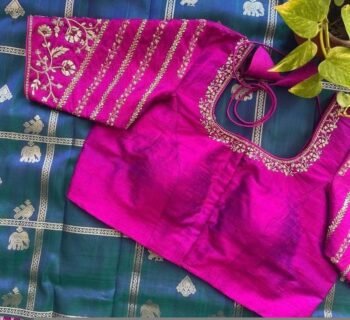 pure silk hand embroidery blouse/saree maggam blouse/purple zardosi blouse/hand embroidered blouse /magenta pink ready made blouse zardosi