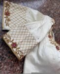 pure silk hand embroidery blouse/cream saree maggam blouse/raw silk zardosi blouse/hand embroidered blouse/cream ready made blouse zardosi
