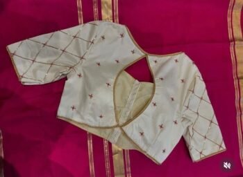 pure silk hand embroidery blouse/cream mirror hand made blouse/pure raw silk zardosi blouse/hand embroidered blouse/cream zardosi work blous