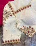 pure silk hand embroidery blouse /modern saree maggam blouse/cream zardosi blouse / hand embroidered blouse/off white ready made blouse