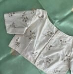 pure silk hand embroidery blouse/cream mirror hand made blouse/pure raw silk zardosi blouse/hand embroidered blouse/cream zardosi work blous
