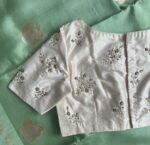 pure silk hand embroidery blouse/cream mirror hand made blouse/pure raw silk zardosi blouse/hand embroidered blouse/cream zardosi work blous